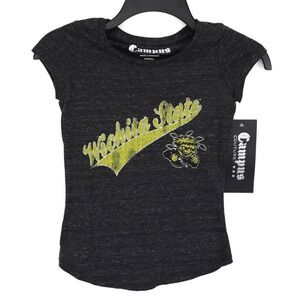 Wichita State Campus Couture Girls T-Shirt Shirt Black Yellow Short Sleeve S New